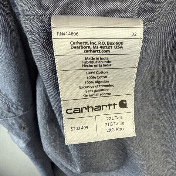 Carhartt Canvas Button Down Shirt Mens Size 2XL XXL Relaxed Fit Work Farm Cowboy - Picture 9 of 11